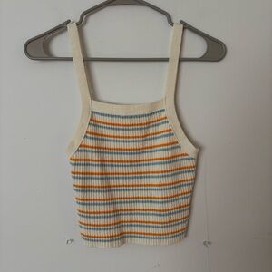 urban outfitters bdg cream, orange and blue striped knit tank top.🧡🩵
